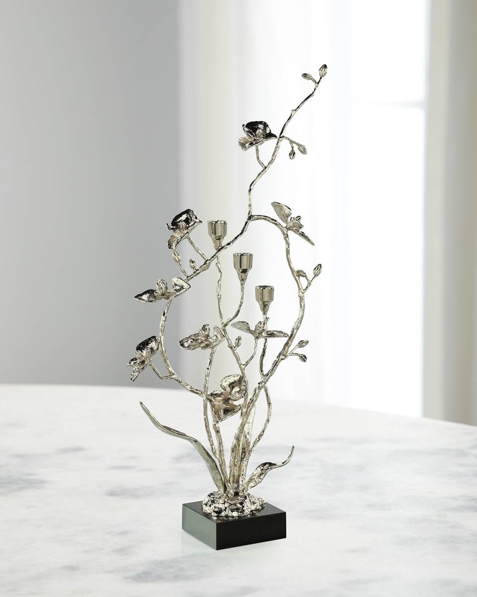 Orchids in Bloom 3-Candle Candleholder